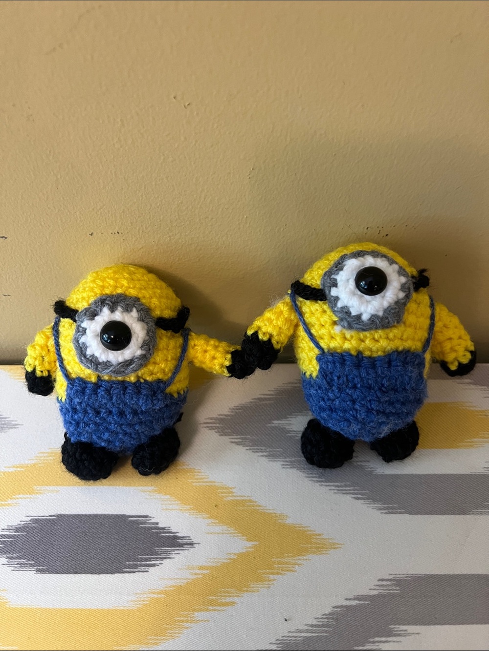 Hand Crafted Yellow and Blue Crochet Minion-Inspired Plush Duo set of Two mini